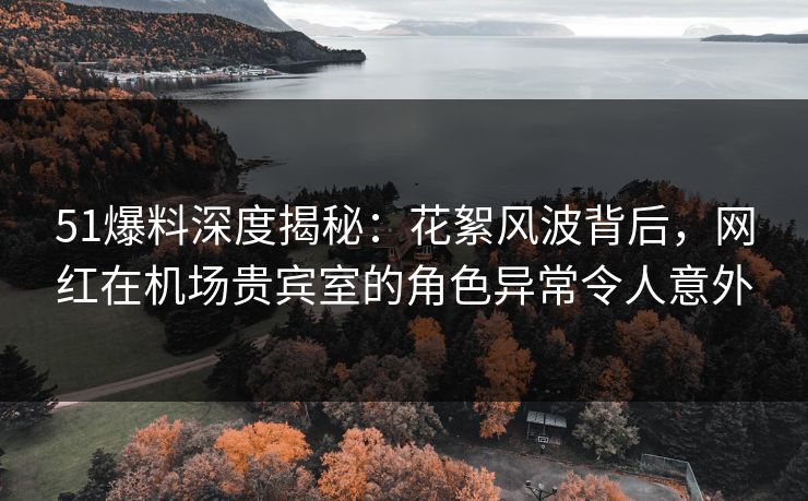 51爆料深度揭秘：花絮风波背后，网红在机场贵宾室的角色异常令人意外