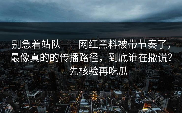 别急着站队——网红黑料被带节奏了，最像真的的传播路径，到底谁在撒谎？｜先核验再吃瓜